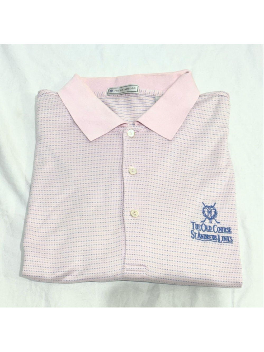 Peter Millar The Old Course St Andrews Links Men’s Golf Polo Size Large Pink